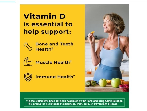 Nature Made Vitamin D3 1000 IU (25 Mcg), Vitamin D Supplement for Bone, Teeth, M