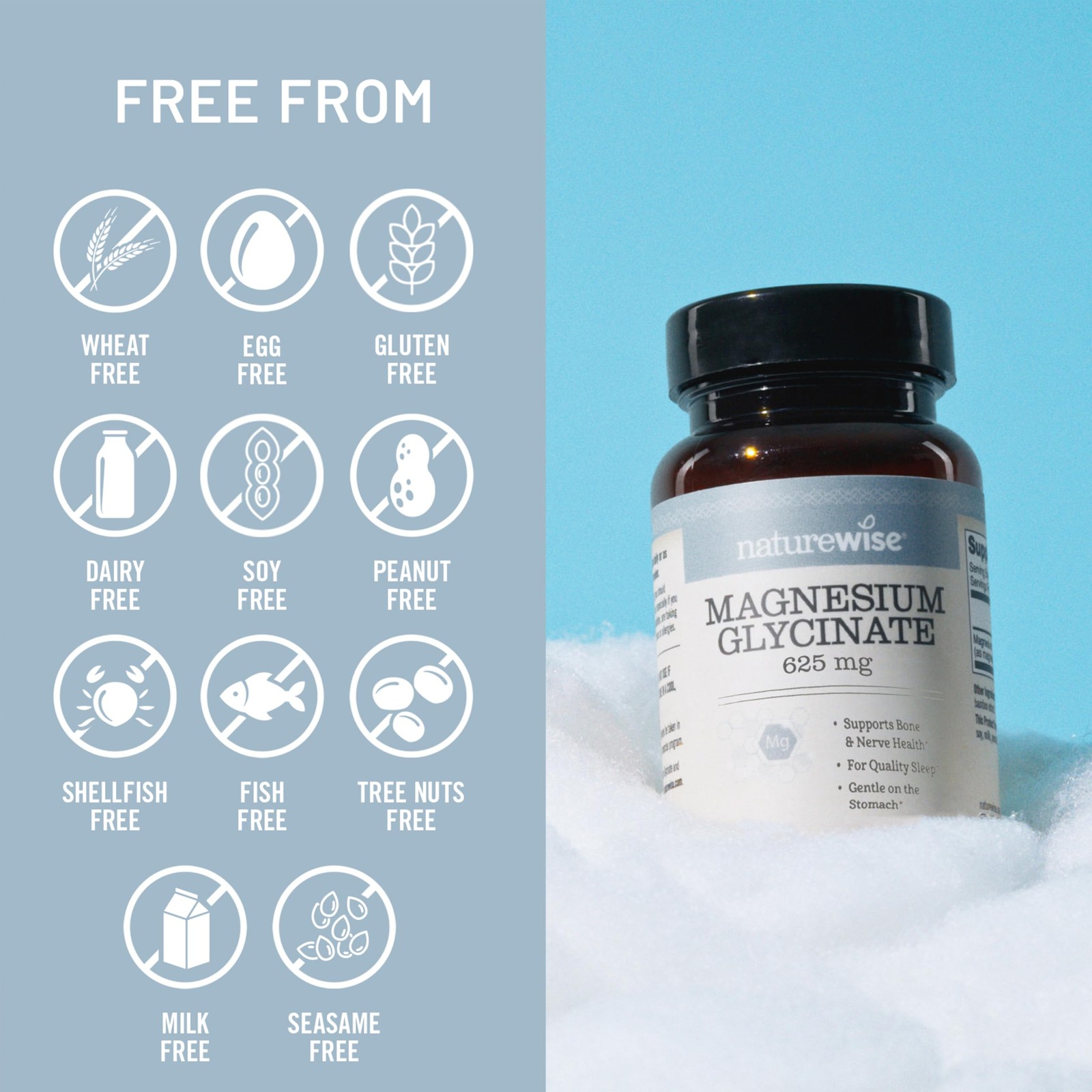 NatureWise Magnesium Glycinate 625 mg – High Absorption 30 Count (Pack of 1)