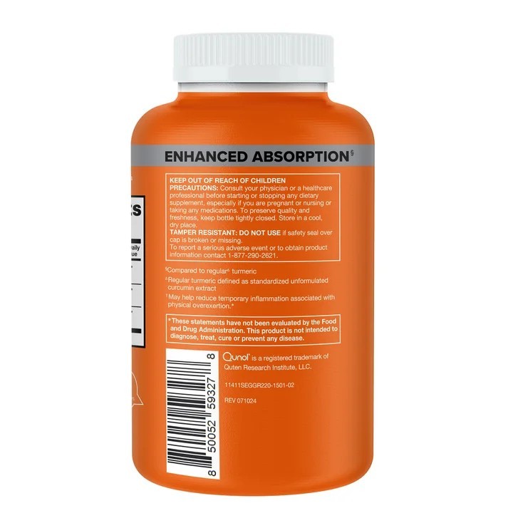 QUNOL 1500 mg Turmeric Root Extract 95% Curcuminoids Anti-inflammation, 180 Caps