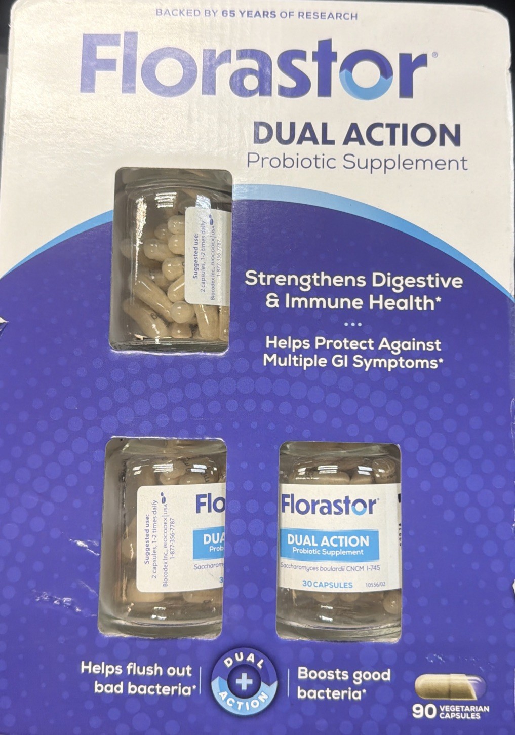 NEW Florastor Advanced Pro + Pre Probiotic and Prebiotic 90caps Exp 01/2028