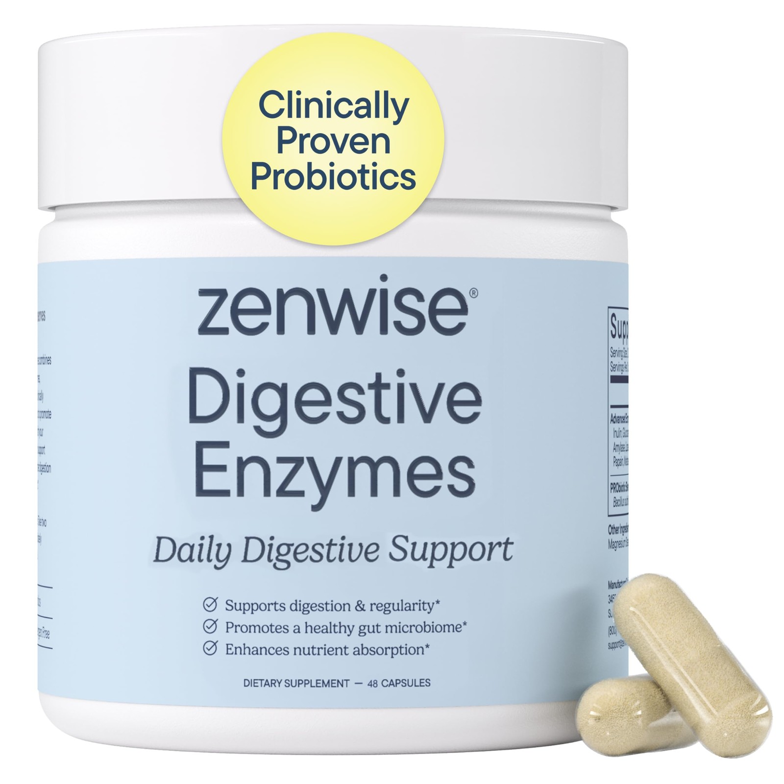 Zenwise Health Digestive Enzymes, Probiotics, for Gut Health Bloat – 48 CT | Mul