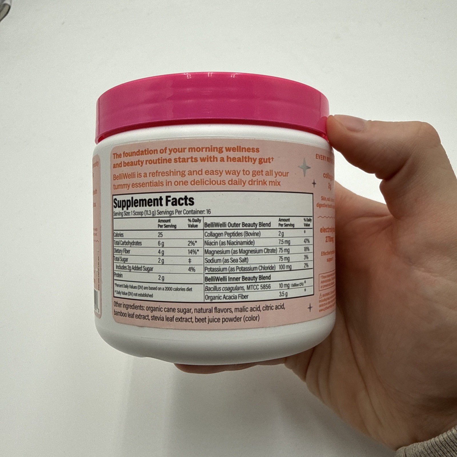 BelliWelli Fiber Supplement- Collagen, Probiotics and Electrolytes, Exp 11/2026