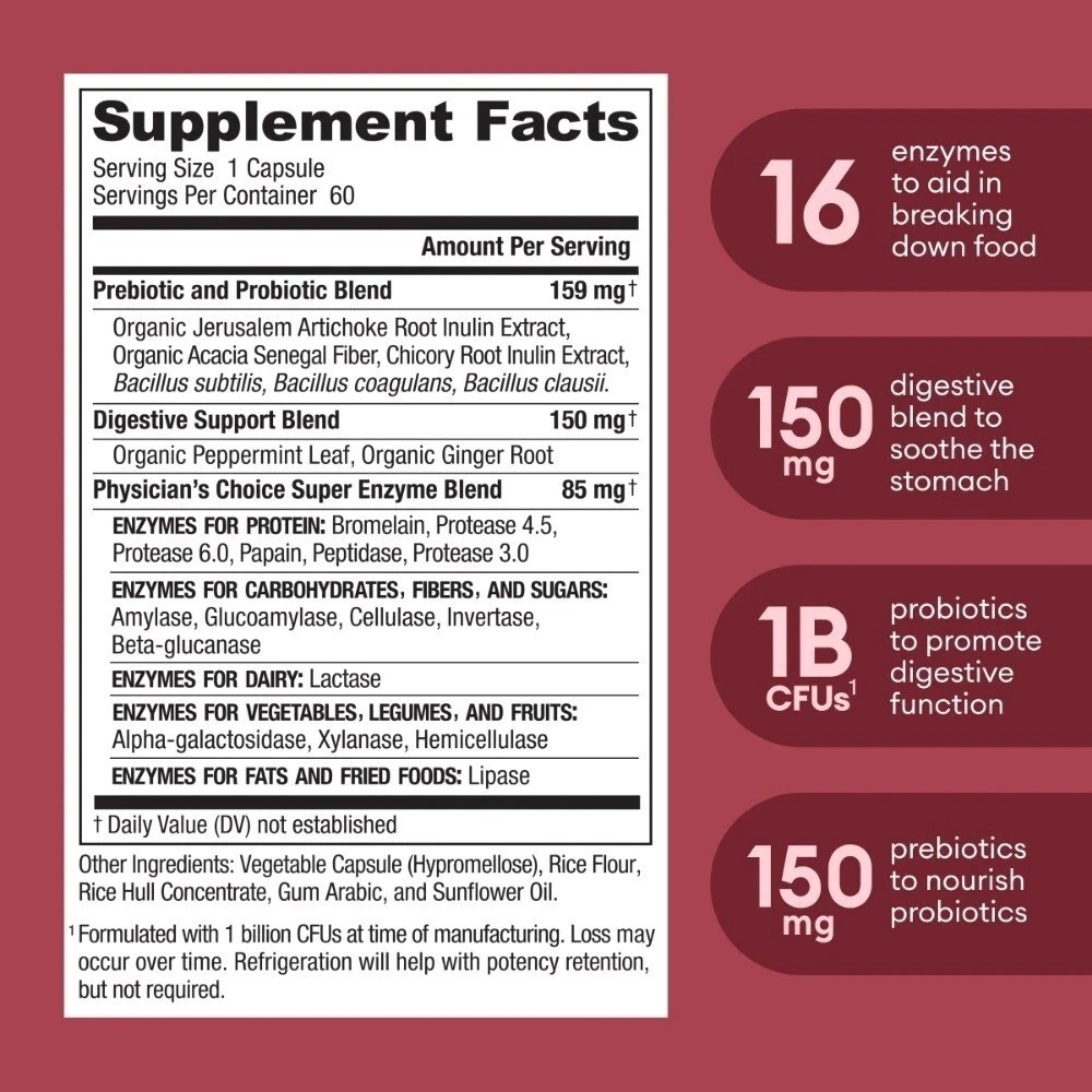Physician’s Choice Digestive Enzymes – Multi – Enzyme Intended Formula with