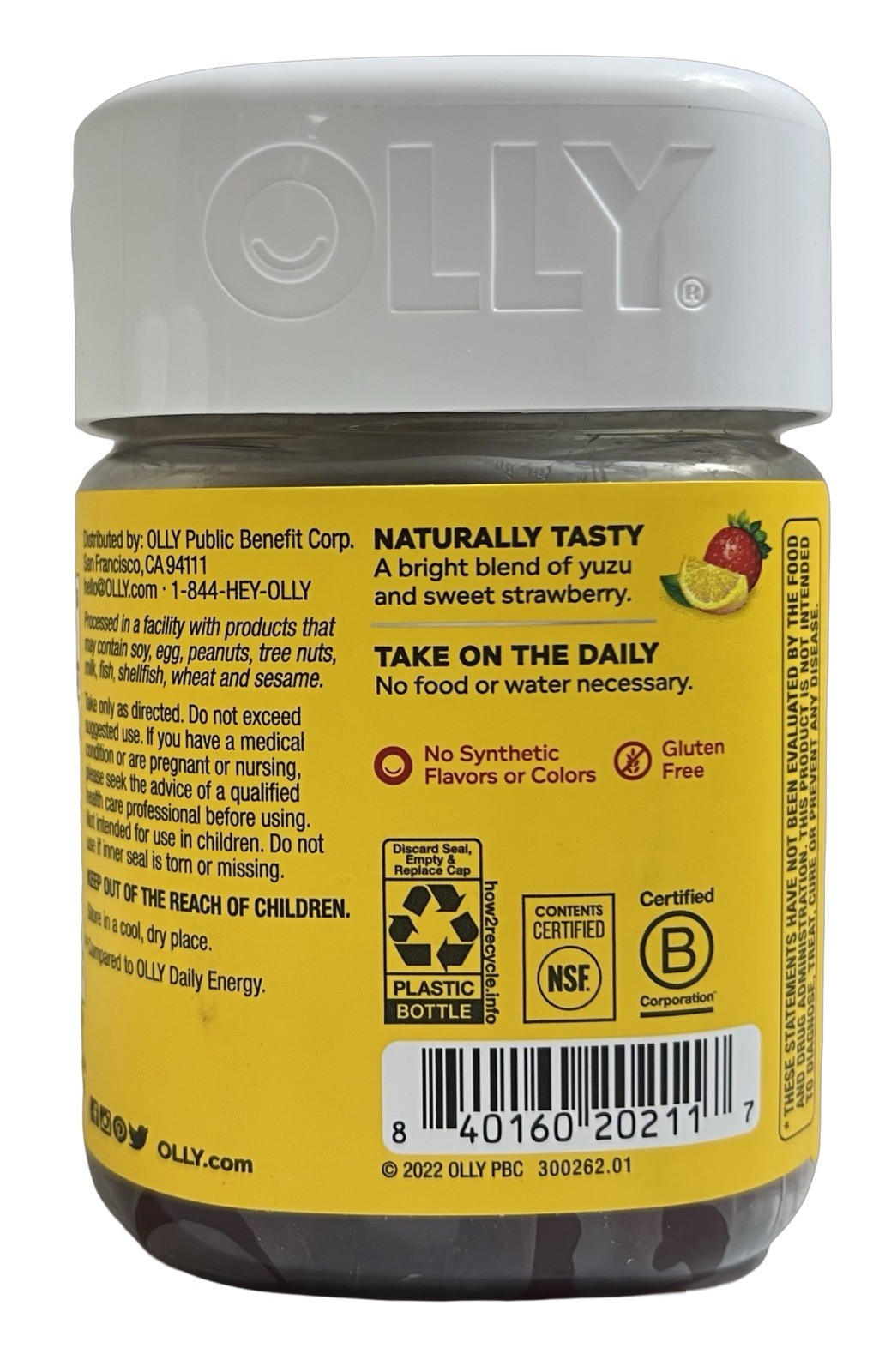 OLLY Extra Strength Daily Energy Gummy, Caffeine Free, 1000mcg Vitamin B12 60 Ct