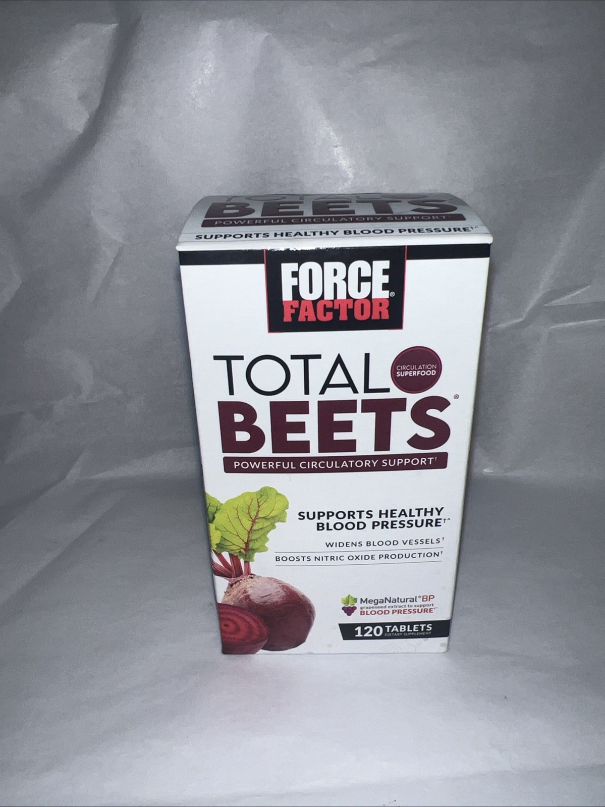 Force Factor Total Beets Blood Pressure Supplement with Beetroot, 120 Tablets