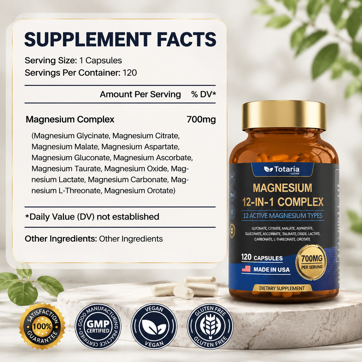 12-in-1 Magnesium Complex 700mg – High Absorption for Daily Muscle & Relaxation
