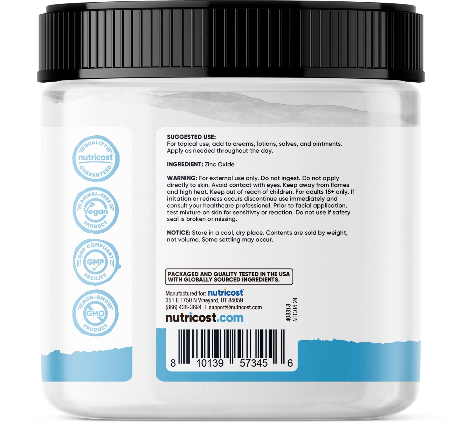 Nutricost Zinc Oxide Powder (500 Grams) 100% Pure, No additives – Vegan, Non-GMO