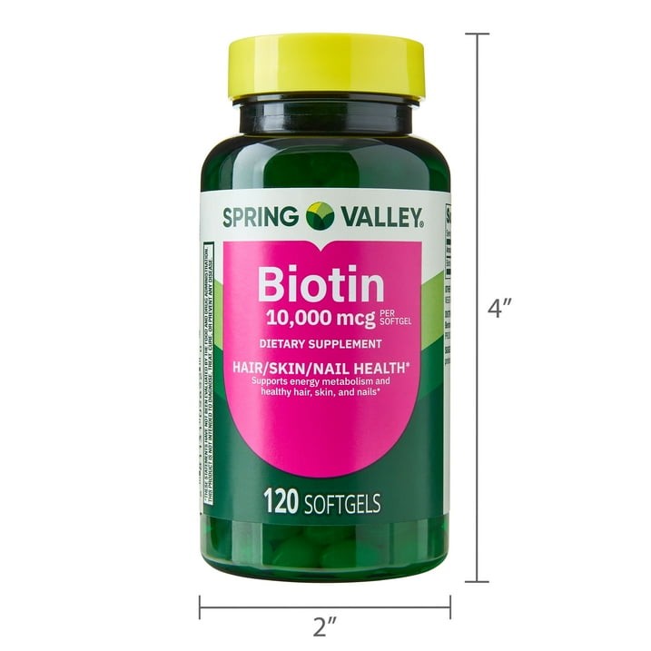 Spring Valley Biotin Softgels 10000 mcg Hair Skin Nails 120 Count