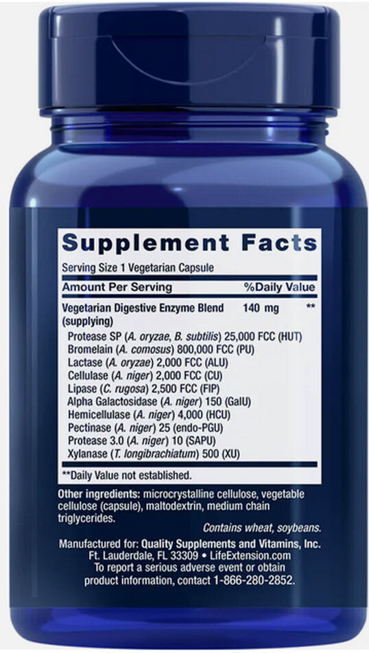 ENHANCED SUPER DIGESTIVE ENZYMES 2 BOTTLES 120 Capsule LIFE EXTENSION