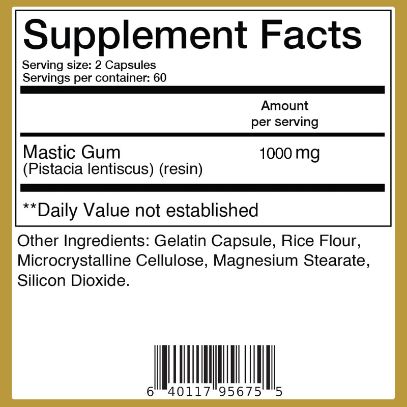 Mastic Gum Capsules 1000mg – Support Gastrointestinal Health, Digestive System