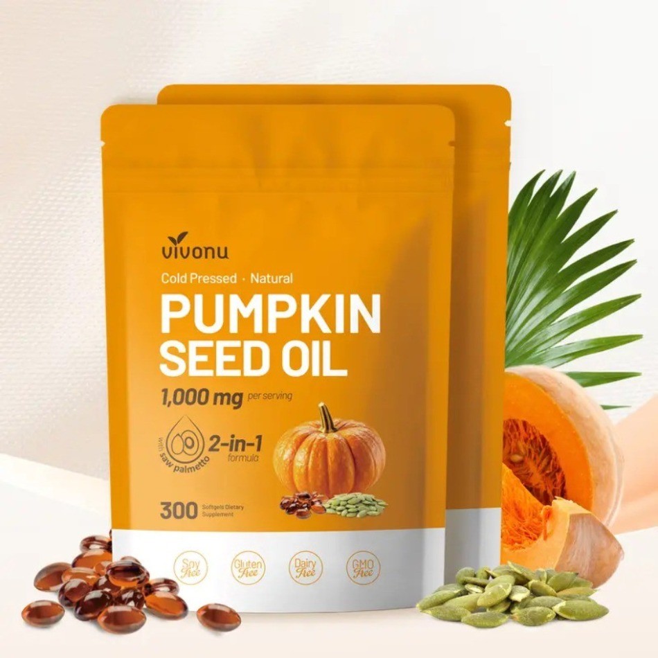 Pumpkin Seed Oil 1000mg Saw Palmetto 300 Softgels Non-GMO Cold Pressed 1 – 3Pack