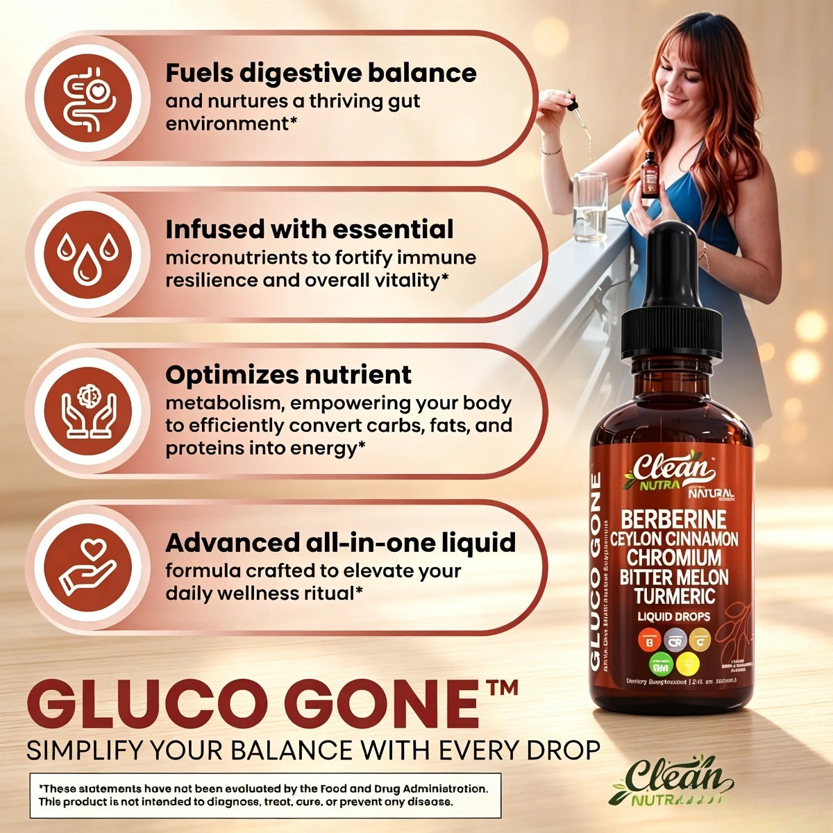 Clean Nutra Berberine with Ceylon Cinnamon Liquid Drops–Metabolism & Blood Sugar