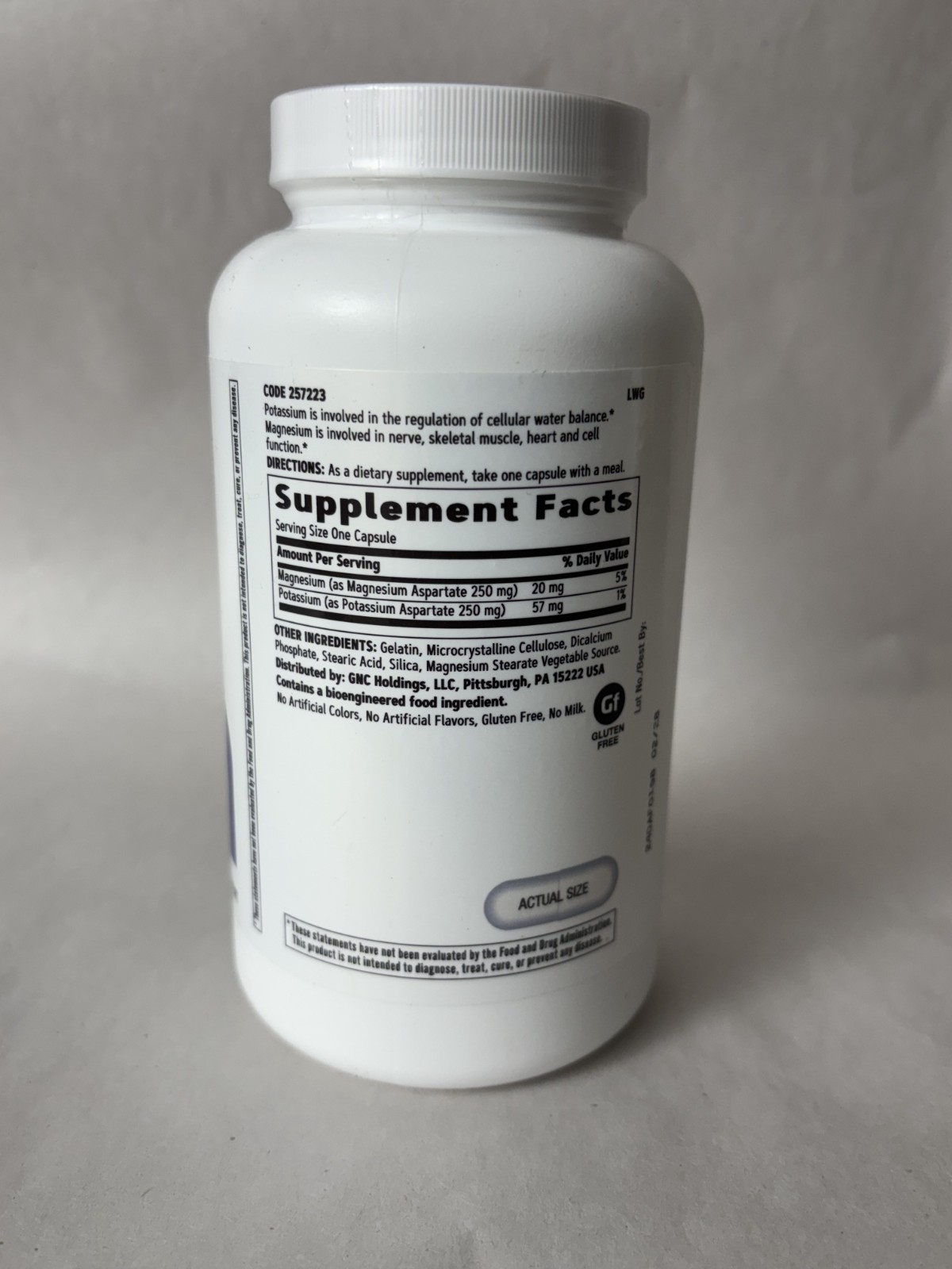 GNC POTASSIUM & MAGNESIUM ASPERTATE 240 Capsules(EXP:02/2028)
