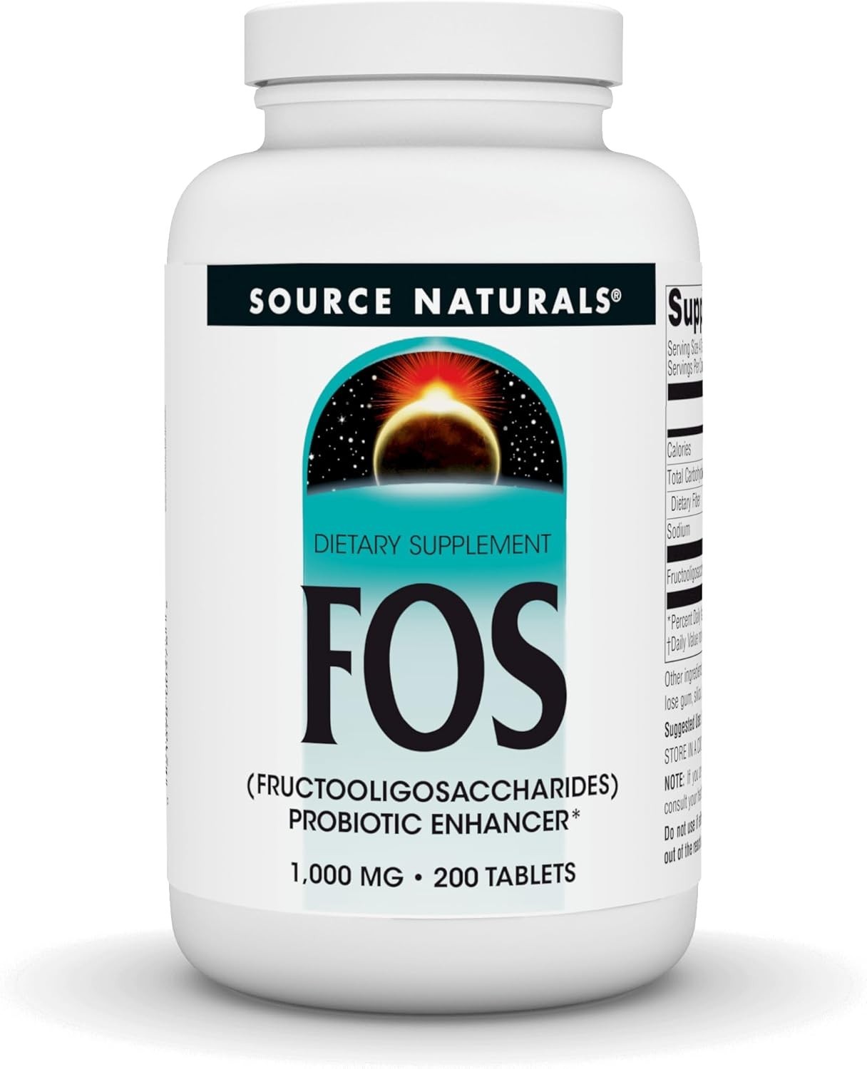 Source Naturals FOS 1000 mg Fructooligosaccharides Probiotic Enhancer 200 Tabs