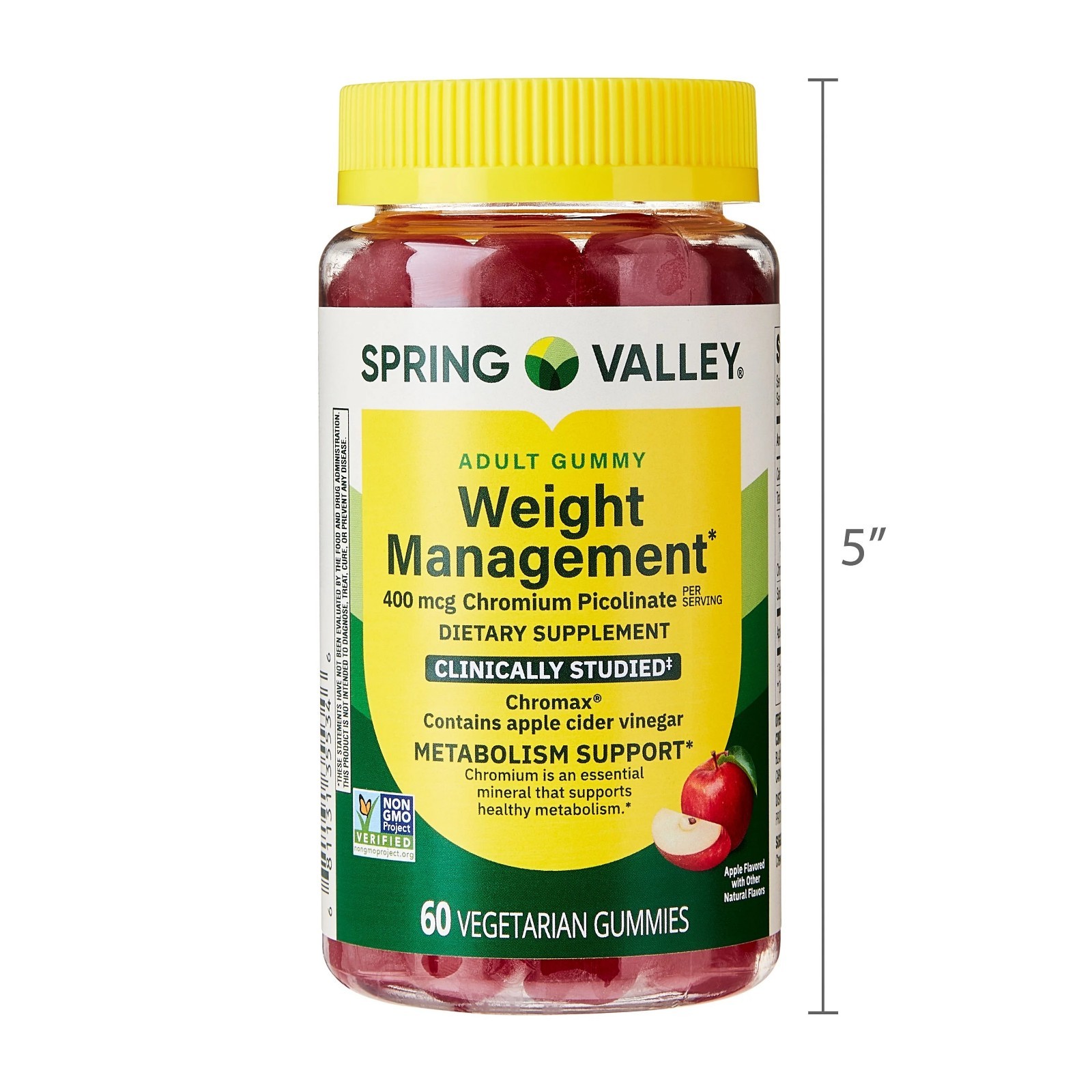 Spring Valley Non GMO Weight Management Dietary Supplement Gummies,Apple, 400Mcg