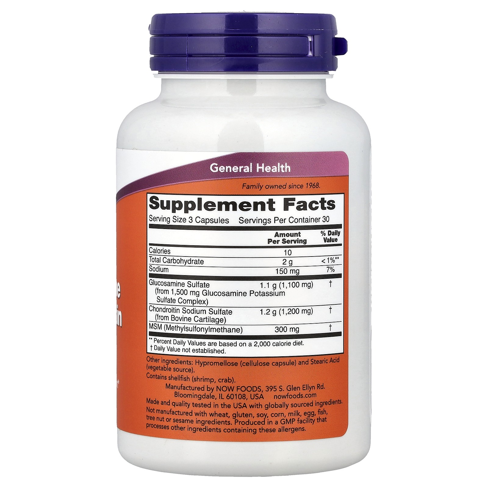 Now Foods Glucosamine Chondroitin with MSM 90 Capsules GMP Quality Assured