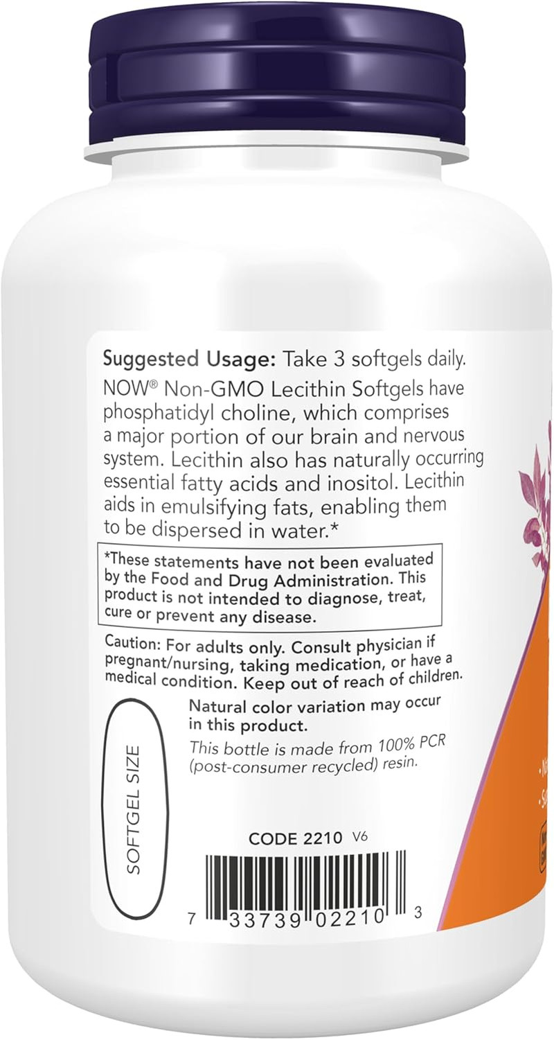 NOW Supplements Lecithin 1200 mg with naturally occurring Phosphatidyl Choline