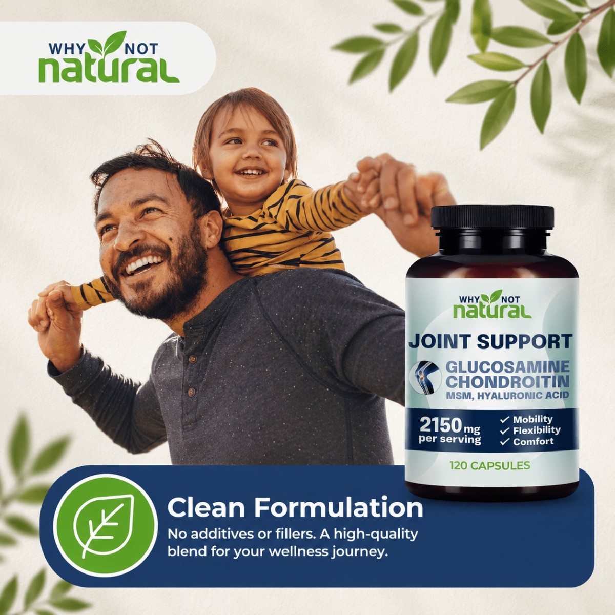 Glucosamine Chondroitin Joint Support 2150mg | MSM Hyaluronic Acid