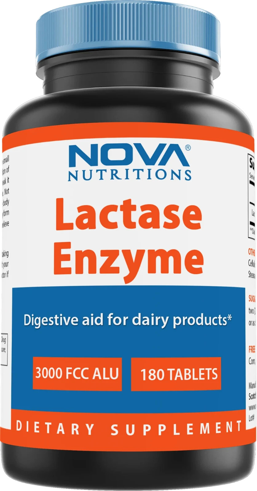 Nova Nutritions Lactase Enzyme 3000 FCC ALU 180 Tablets