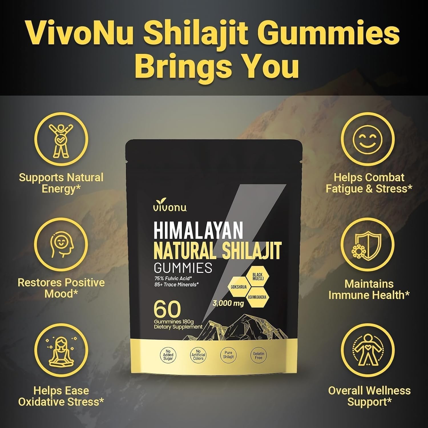 UltimaPeak Pure Himalayan Shilajit Gummies with 30 Count (Pack of 1)