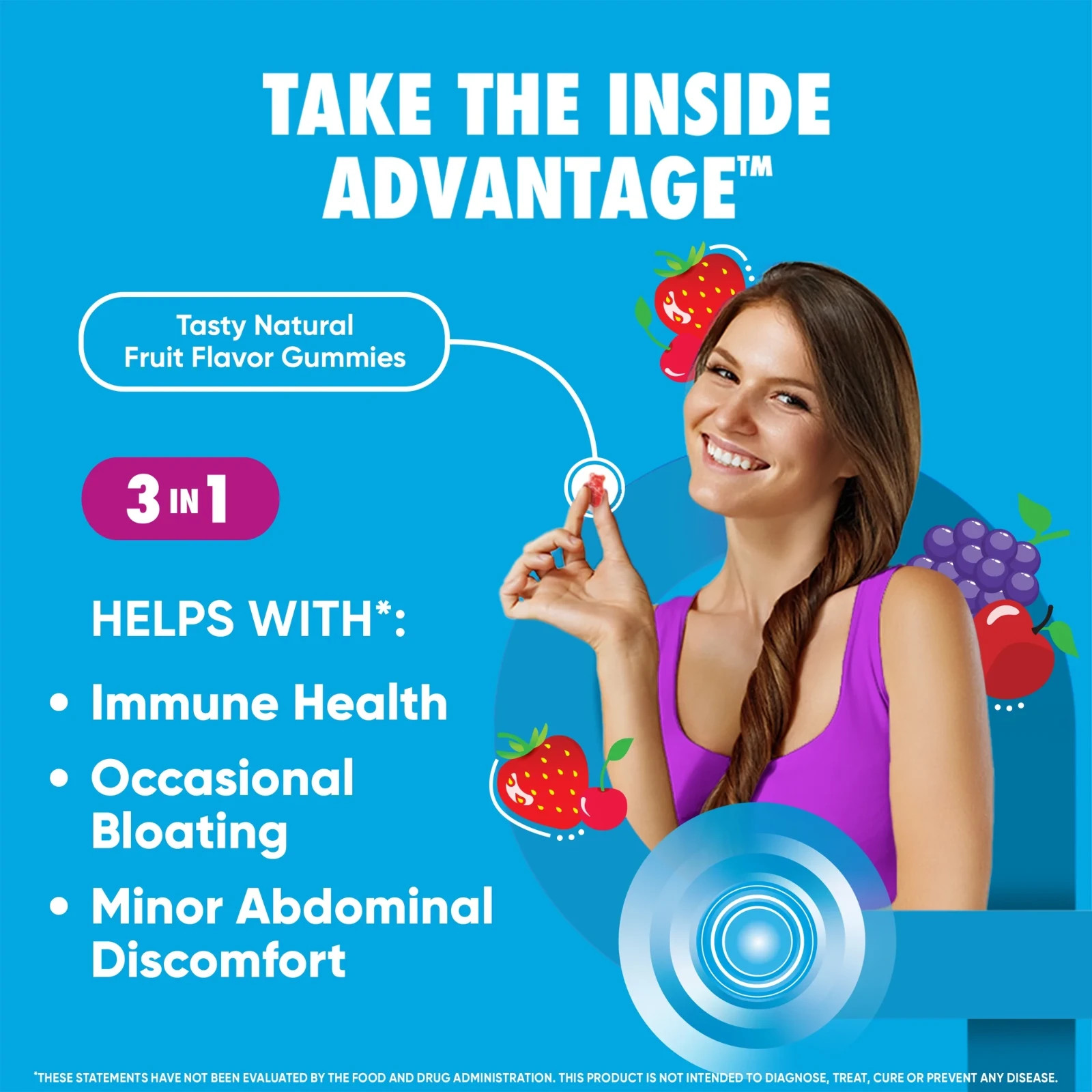 Pack of 2 Digestive Advantage Daily Probiotics 3 in 1 90 Gummies Exp 9/2026