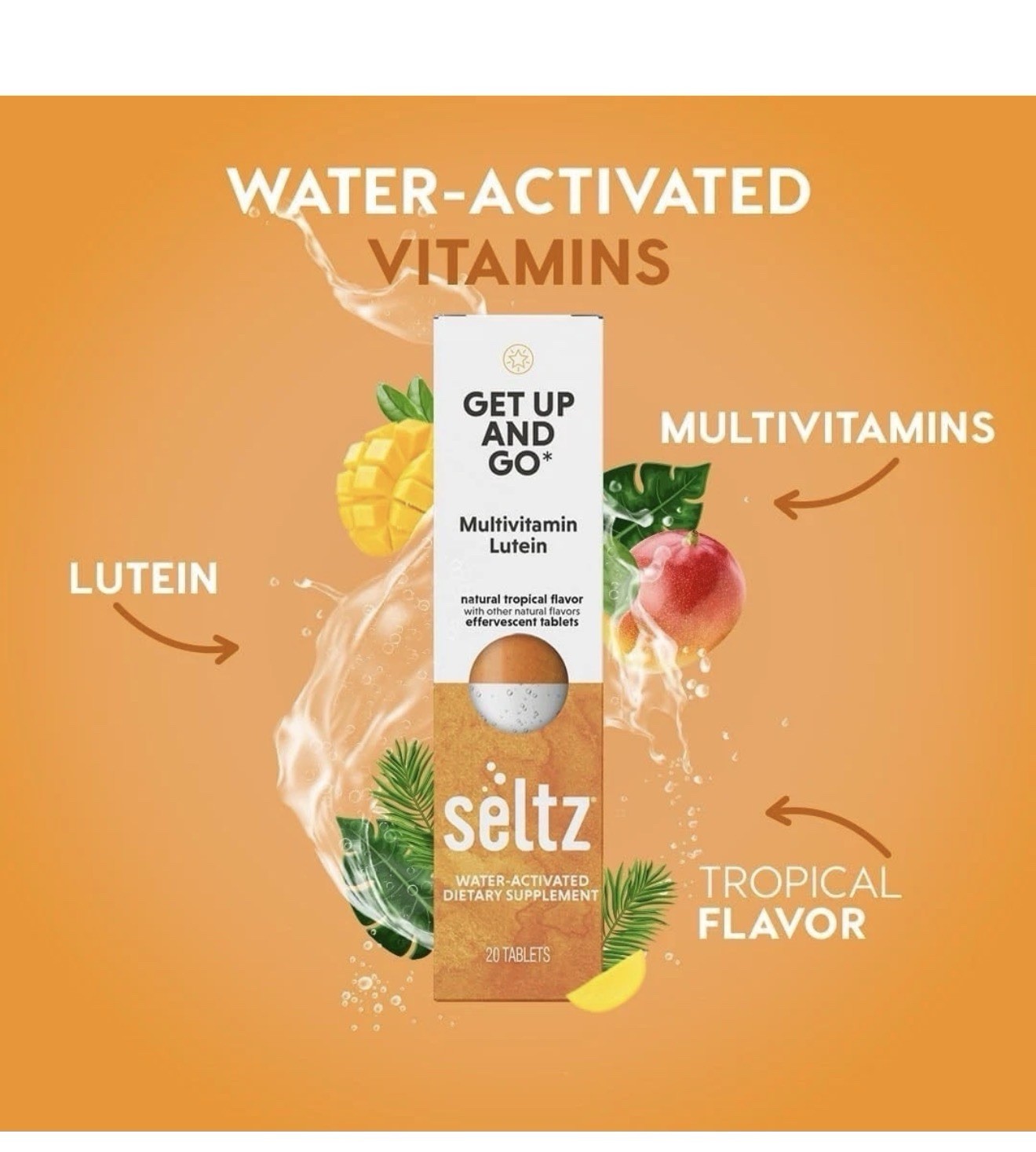 Seltz Get Up and Go Effervescent Multivitamin – Tropical Flavor – (6 Pack) 20ct.