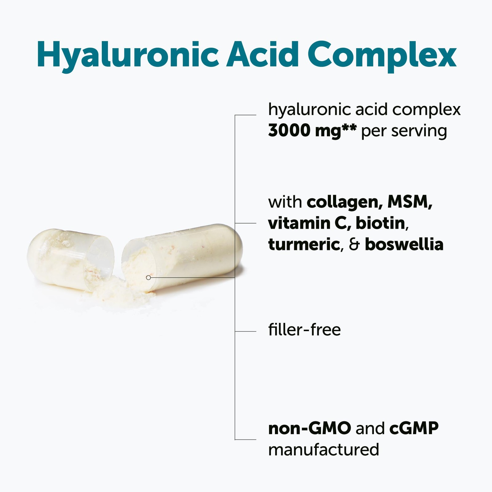 Micro Ingredients Hyaluronic Acid Complex, 240 240 Count (Pack of 1)
