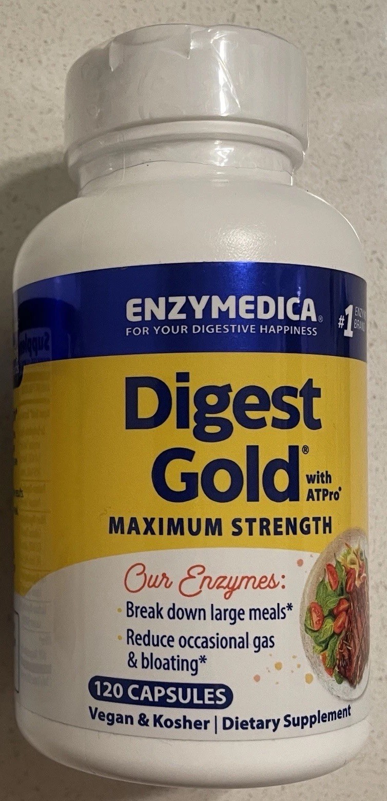 Enzymedica Digest Gold Maximum Strength – 120 Capsules – Expires 02/2028