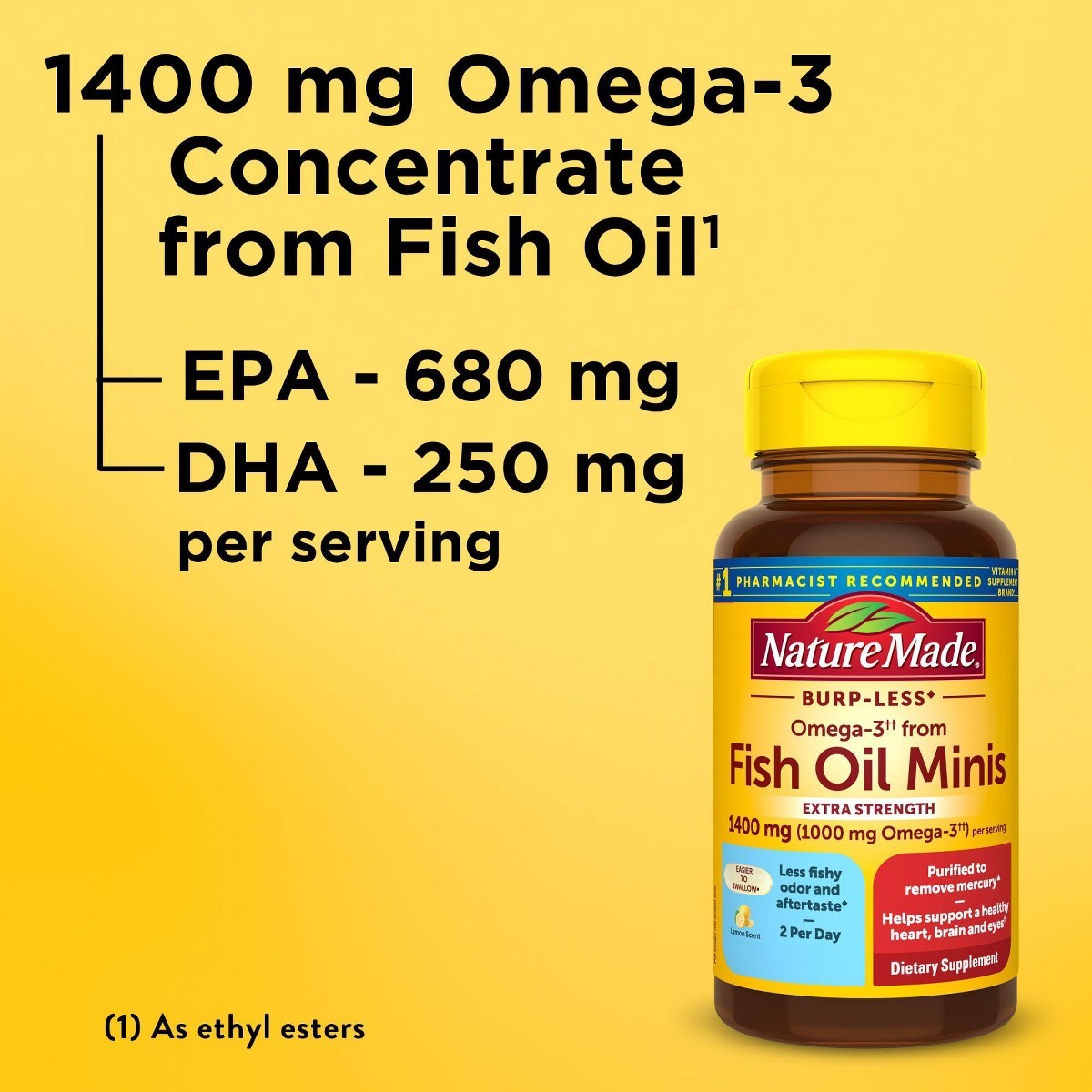 Nature Made Extra Strength Burp-Less Omega-3 from Fish Oil 1400 mg – 60ct