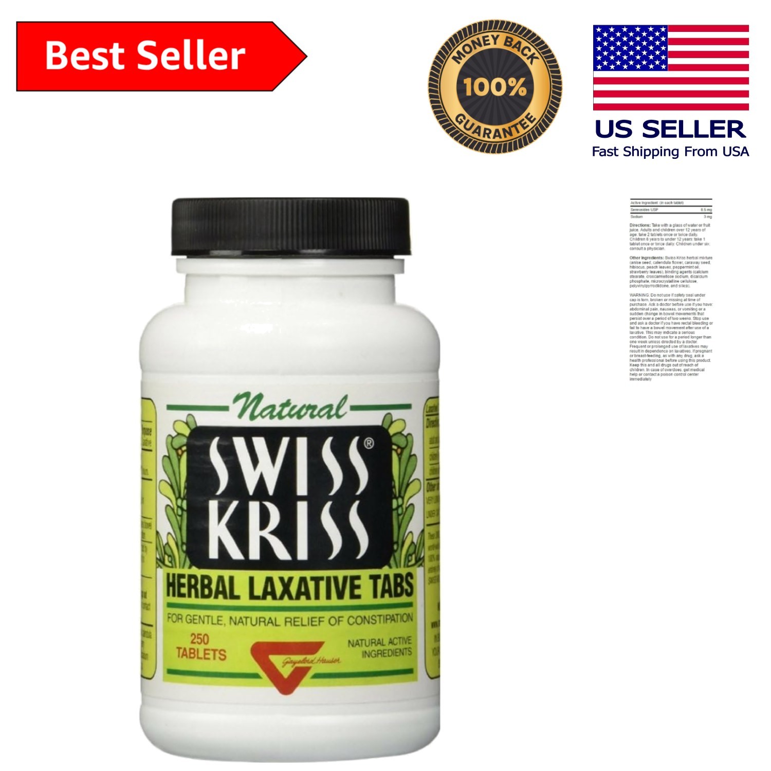 Swiss Kriss Tablet Formulation – Unisex Adult Digestive Aid with Herbal Benefits