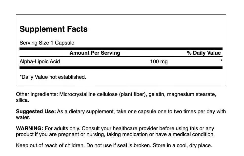 Swanson Alpha Lipoic Acid 100 mg 120 Capsules