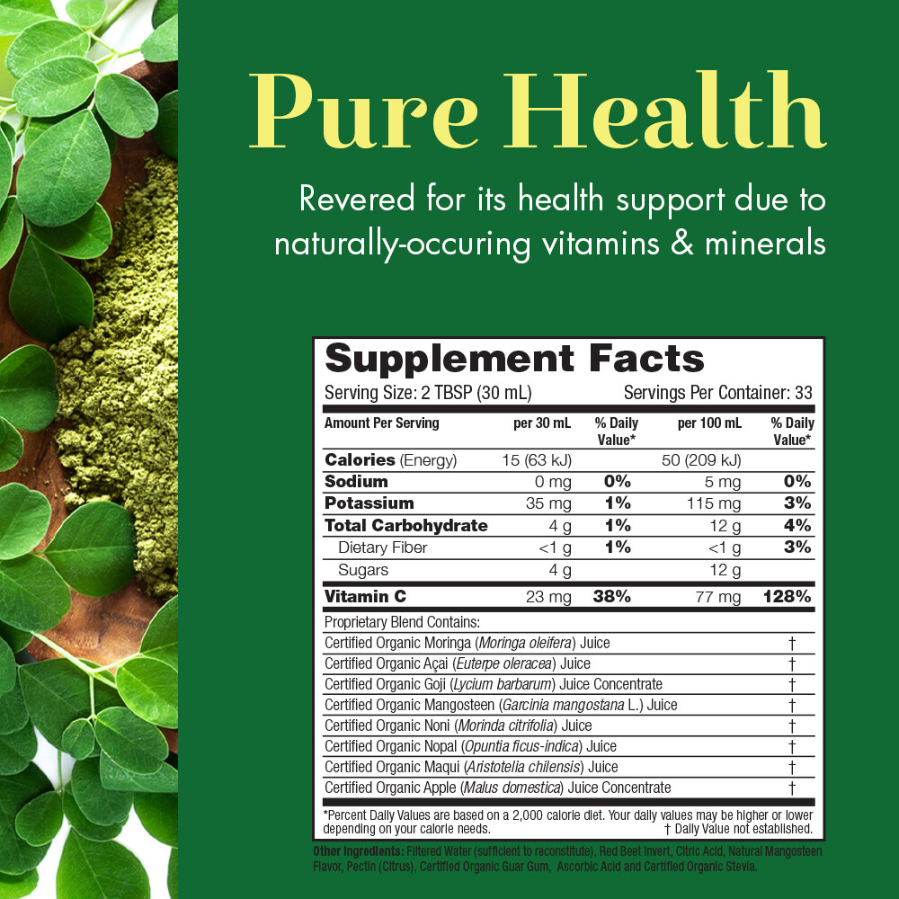 Dynamic Health Certified Organic Moringa Blend Juice | 33.8 oz
