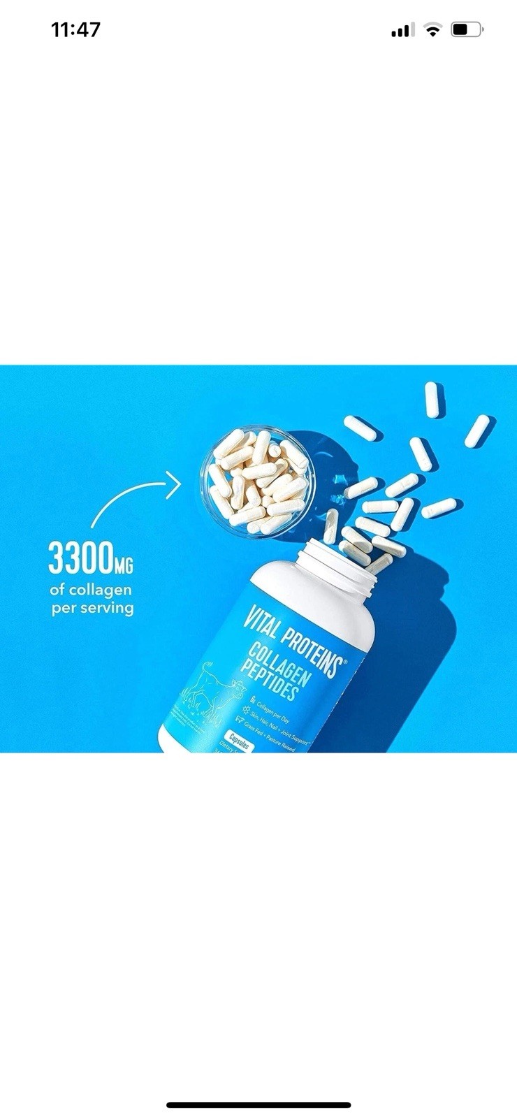 6 Vital Proteins Collagen Peptides 360 Cp Grass Whole Skin Hair Nails 6X360=2160