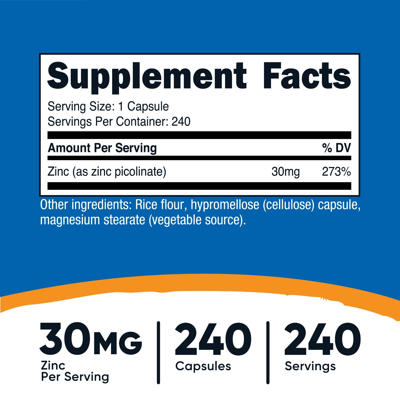 Nutricost Zinc Picolinate 30mg, 240 Vegetarian Capsules- Gluten Free and Non-GMO