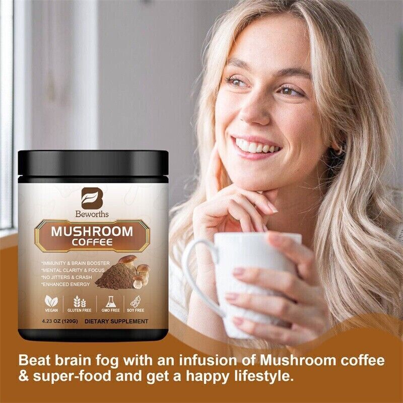 Organic Lions Mane Mushroom Coffee Powder 120g Brain & Memory Hericium Erinaceus