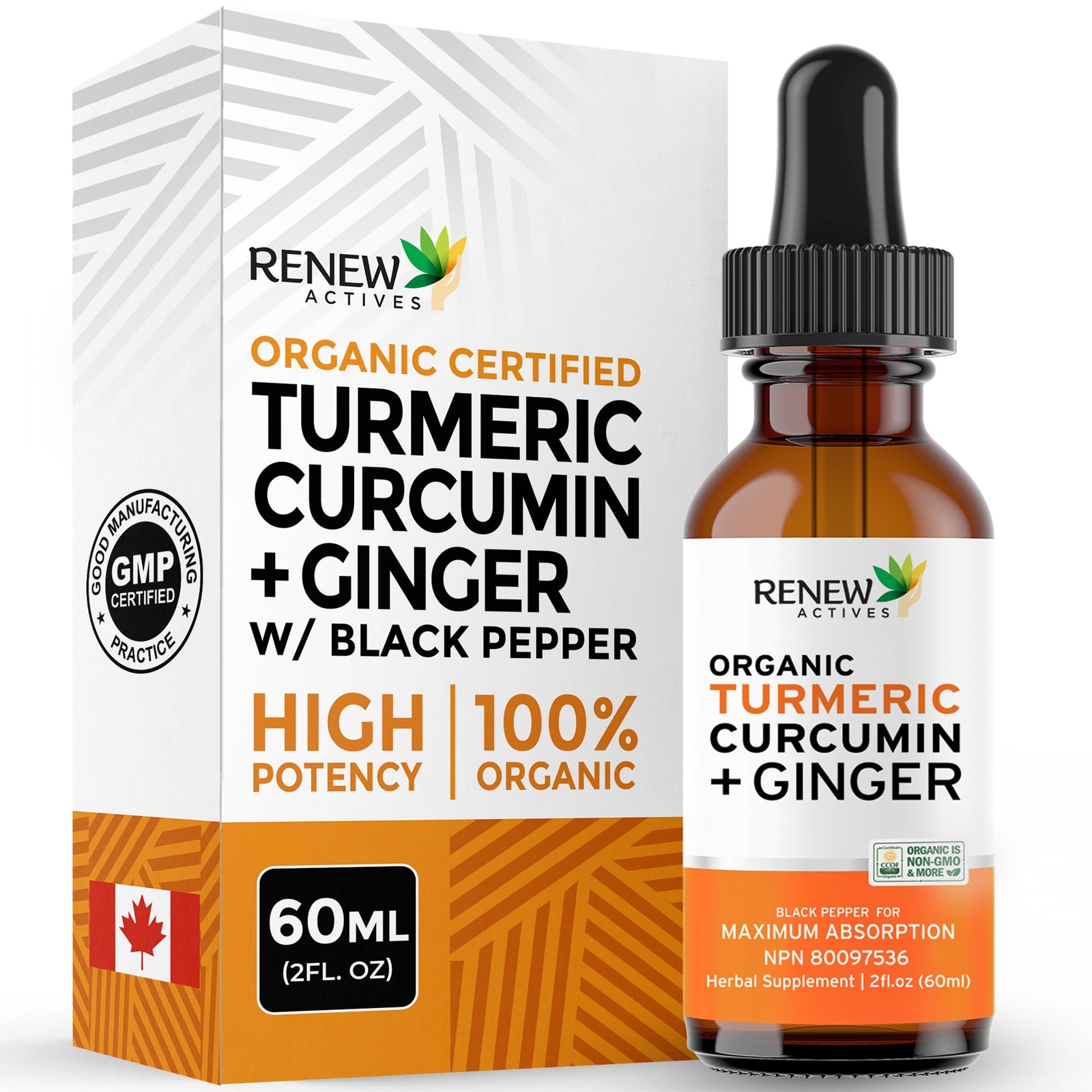 Renew Actives Turmeric Liquid Extract Ginger & Lemon Oil Renew Turmeric
