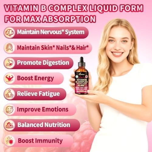 Vitamin B Complex Liquid Drops, Methylated Vitamin B12 , B1, B6, B3, B5,