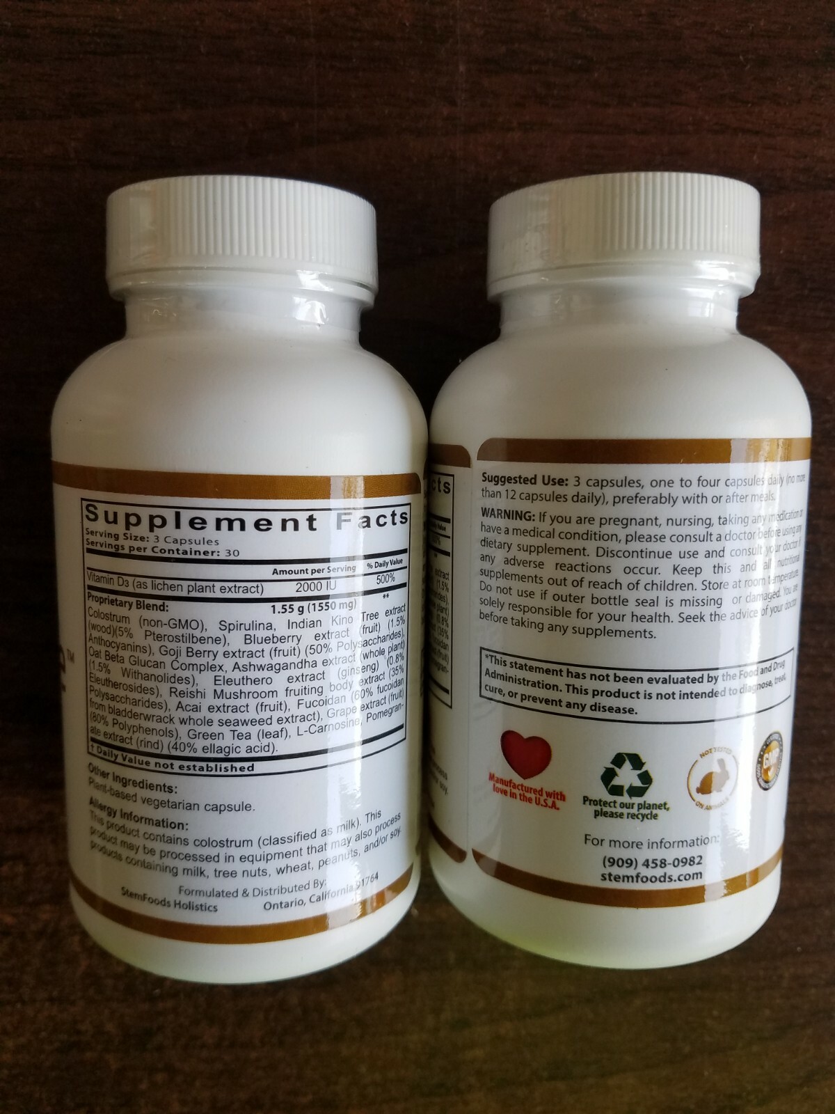 2 STEM ALIVE STEM FOODS HOLISTICS CELULAS MADRE 90 CAPS EA EXP 05/2025 NEW FRESH