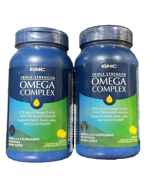 2 Pk GNC Triple Strength Omega Complex Fish Oil, 1725mg Omega 3 6 9 12/26