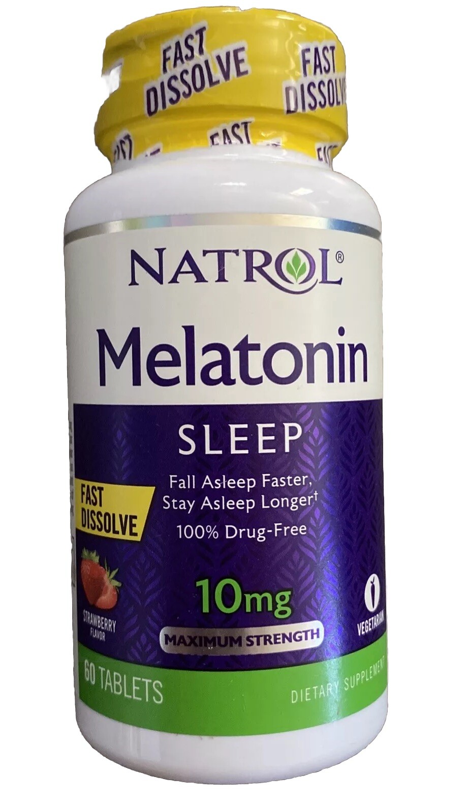 Natrol Melatonin Fast Dissolve Tablets Strawberry Flavor 10mg 60 Count