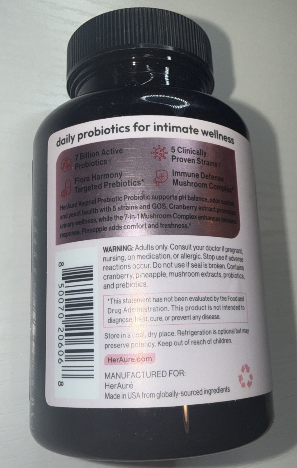 HerAuré Vaginal Probiotic – pH Balance, Odor Control & Flora Health, 60 Count