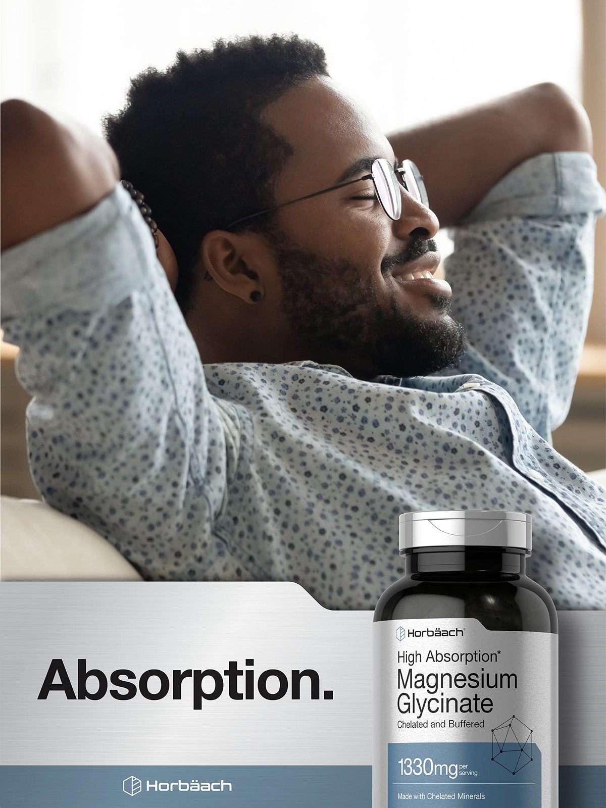 Horbaach Magnesium Glycinate 1330mg | 250 Capsules | 250 Count (Pack of 1)