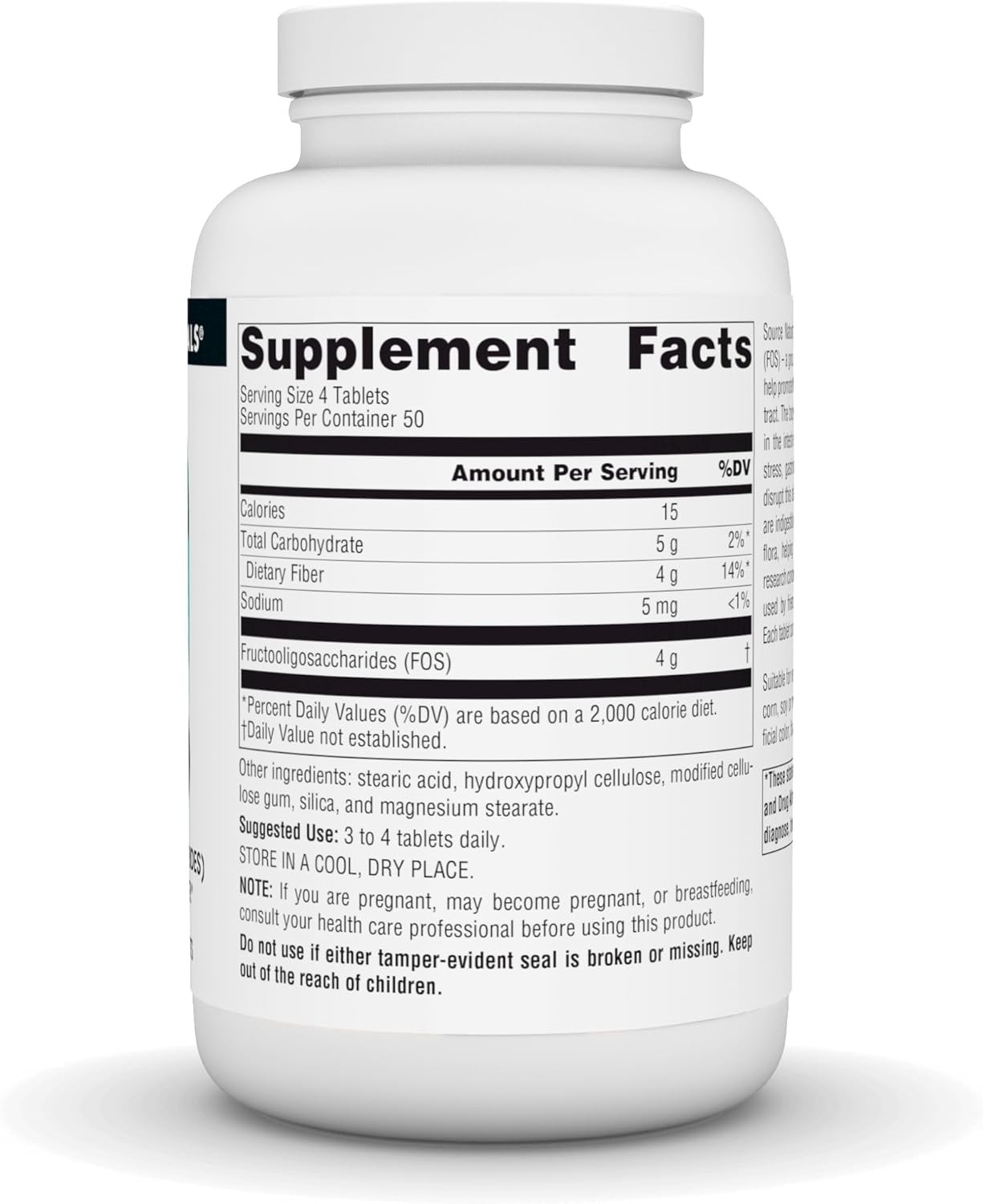 Source Naturals FOS 1000 mg Fructooligosaccharides Probiotic Enhancer 200 Tabs