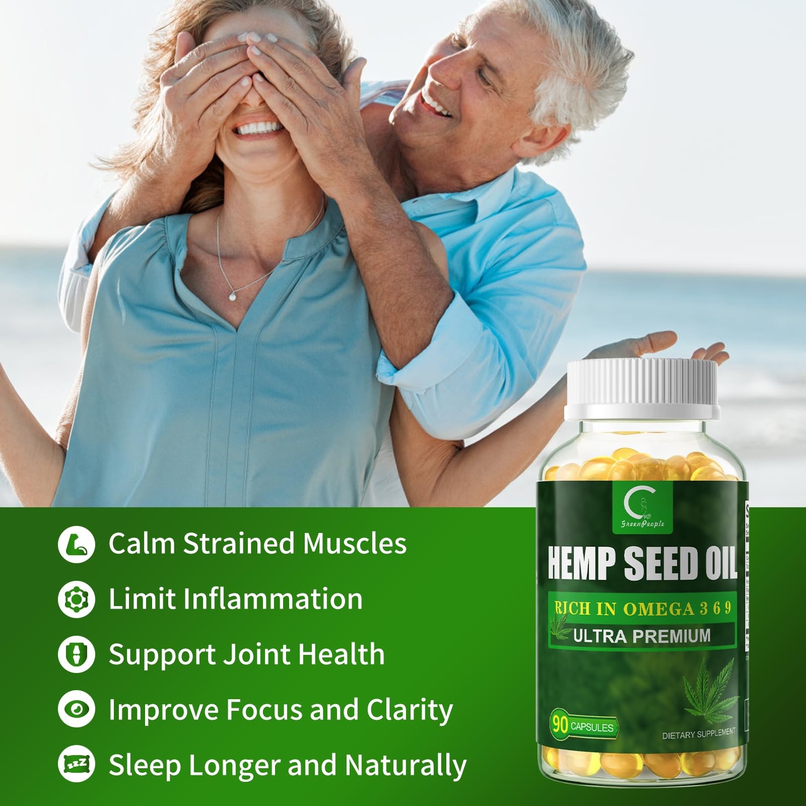 Gpgp Greenpeople 2 Packs Hemp Seed Oil Capsules Flaxseed Oil – Rich In Omega 3