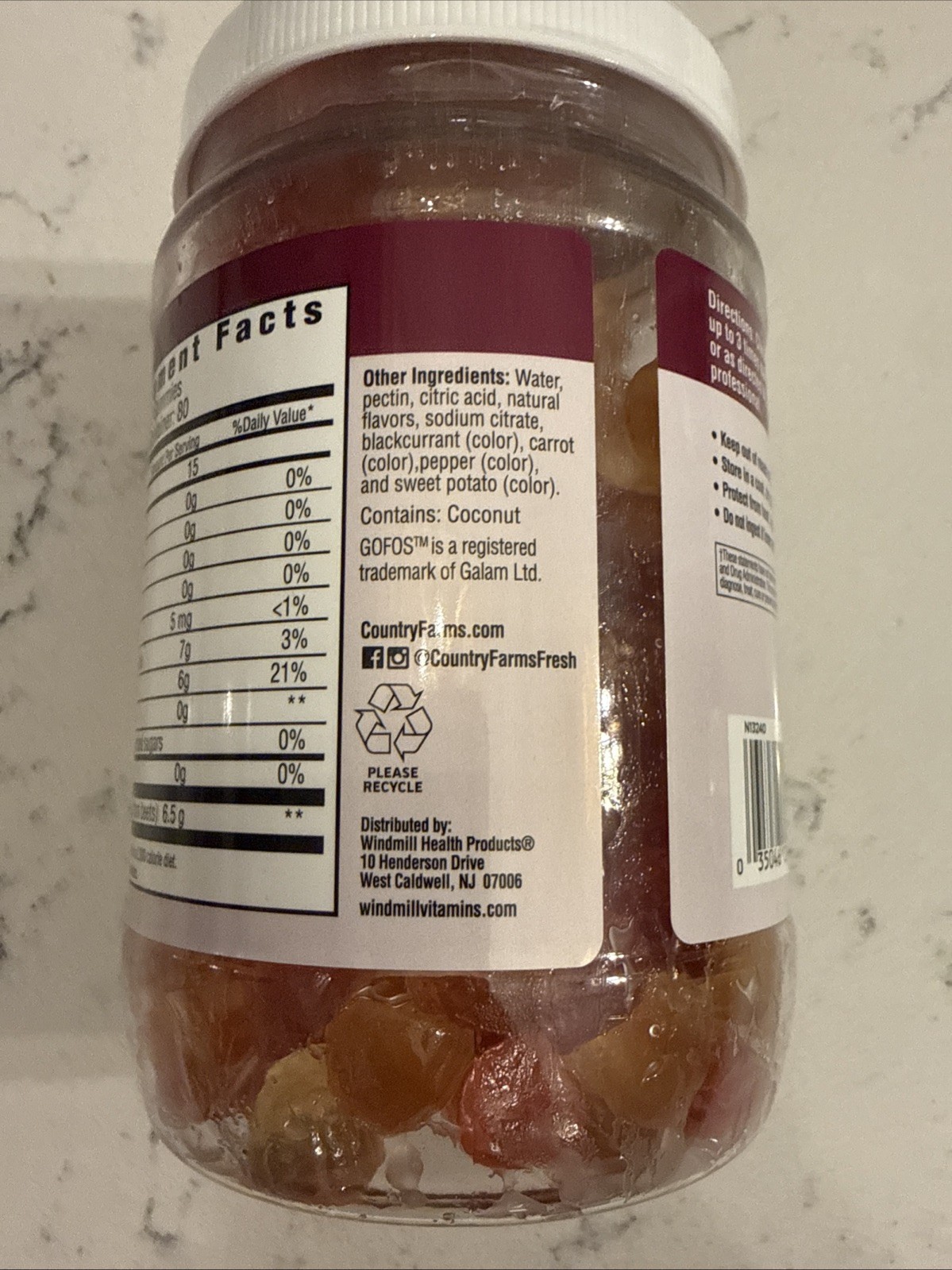 Country Farms Fiber Care 240 Prebiotic Fiber Gummies Mixed Fruit EXP 11/2027