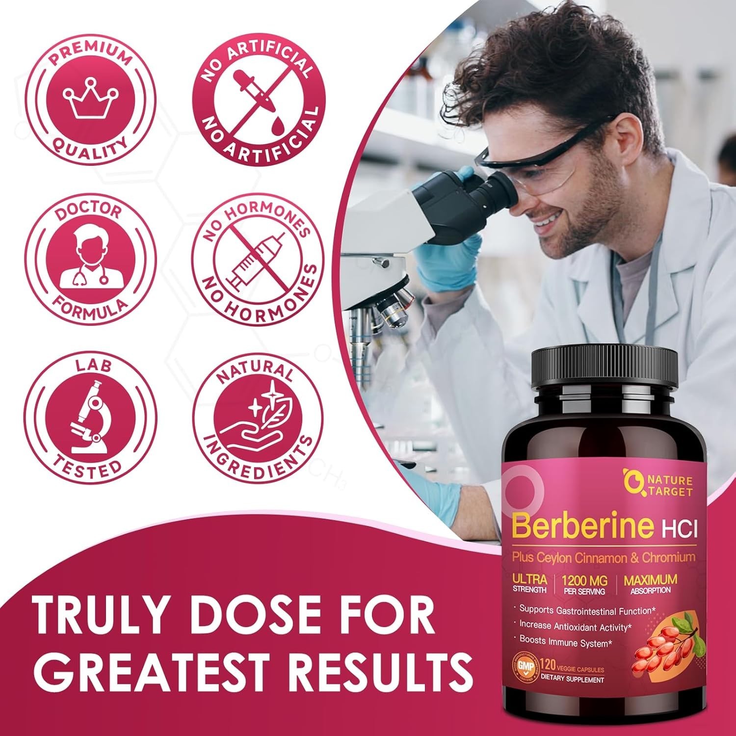 Berberine Hcl 1200Mg, Berberine Supplement with Ceylon Cinnamon, Chromium – Supp