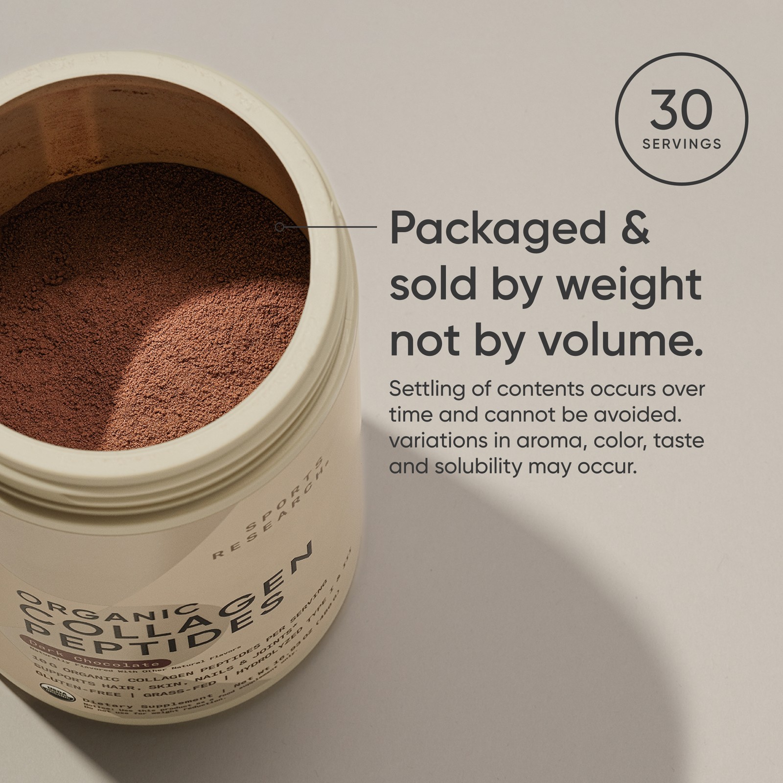 SR Organic Collagen Powder Hydrolyzed Type I & III Protein Dark Chocolate Flavor