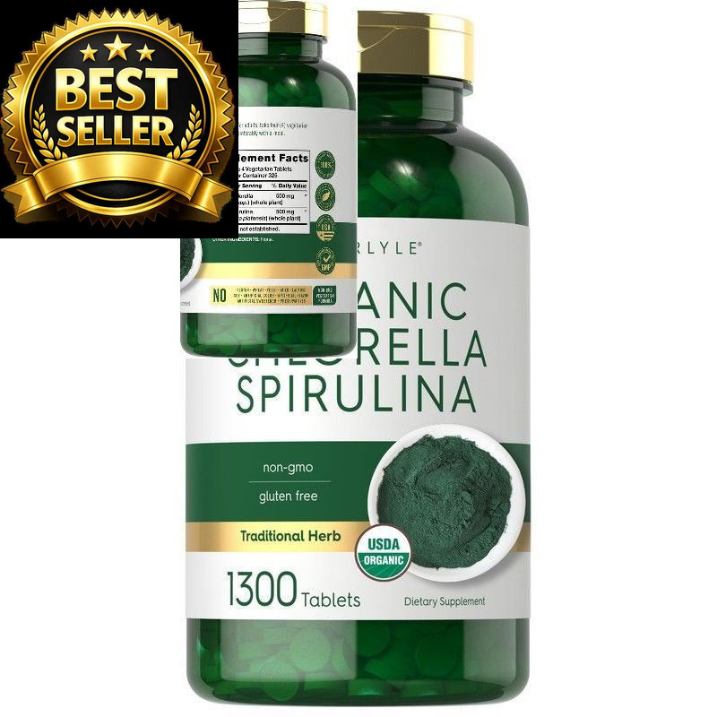 Carlyle Organic Chlorella Spirulina Tablets | 1300 1300 Count (Pack of 1)