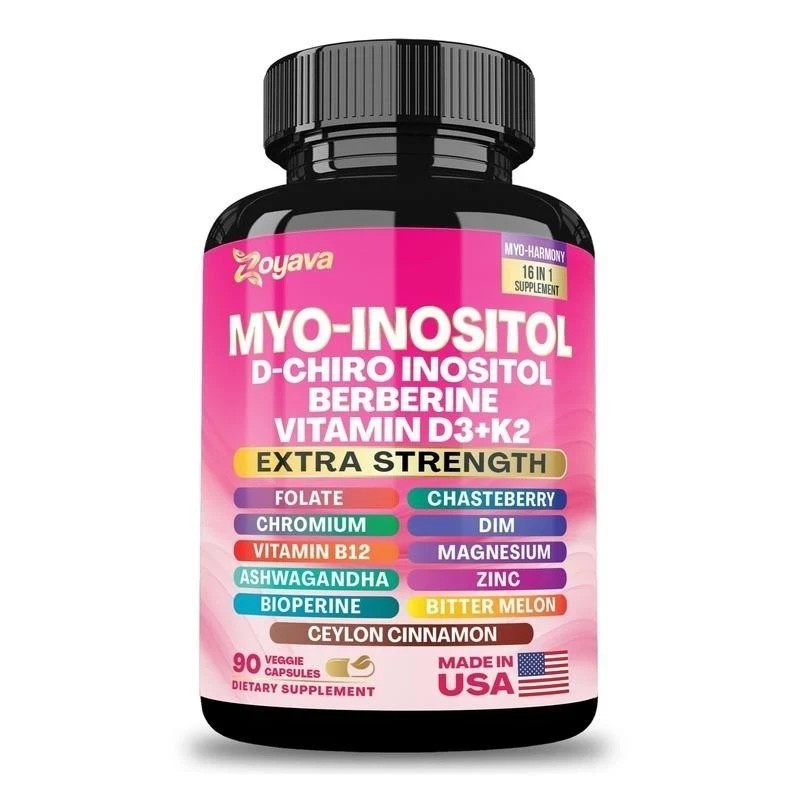 Zoyava Myo-Inositol D-Chiro Berberine Inositol D3+K2 – 90 Caps – Free Shipping