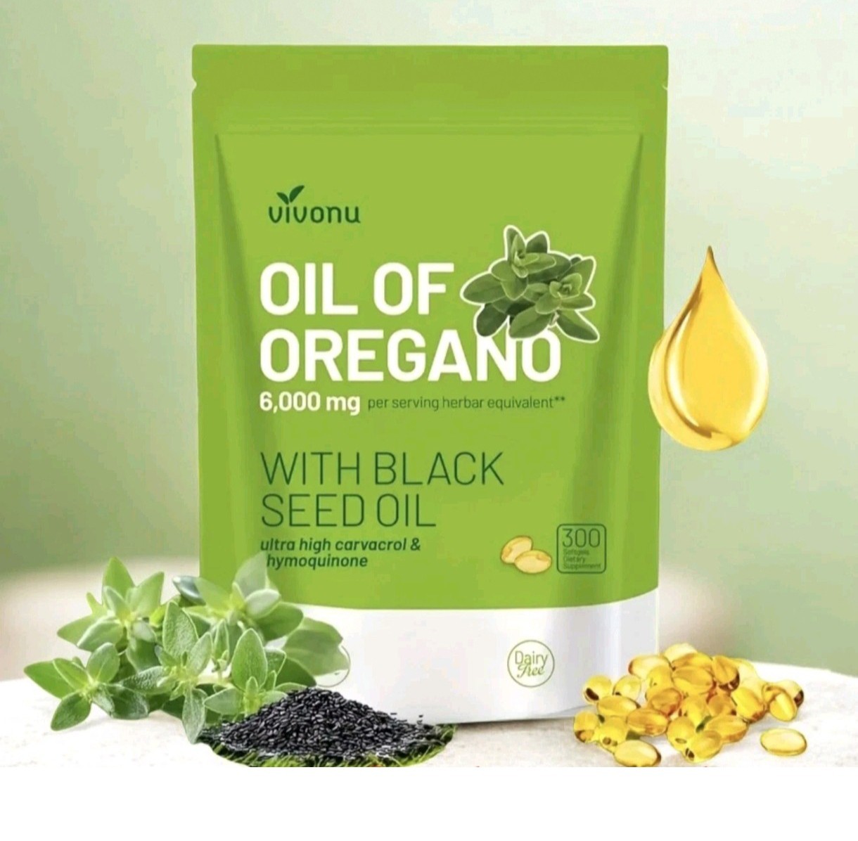 *STRONGEST* Oil Of Oregano 6000mg-300 Softgel Capsules With Black Seed Oil